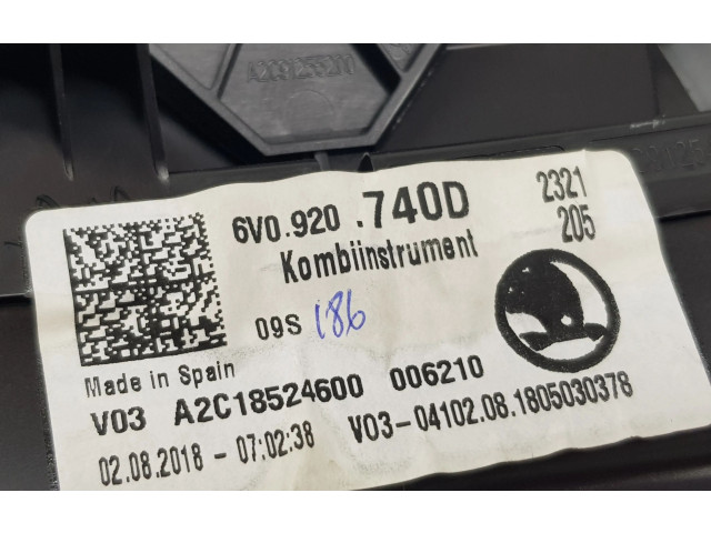 Спидометр (приборный щиток) 6V0920740A   Skoda Fabia Mk3 (NJ)   