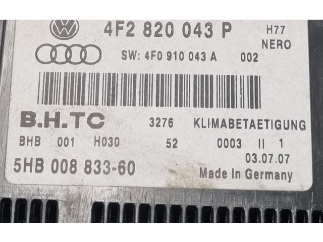 Блок управления климат-контролем 5HB008833-60, 4F0910043A Audi A6 S6 C6 4F