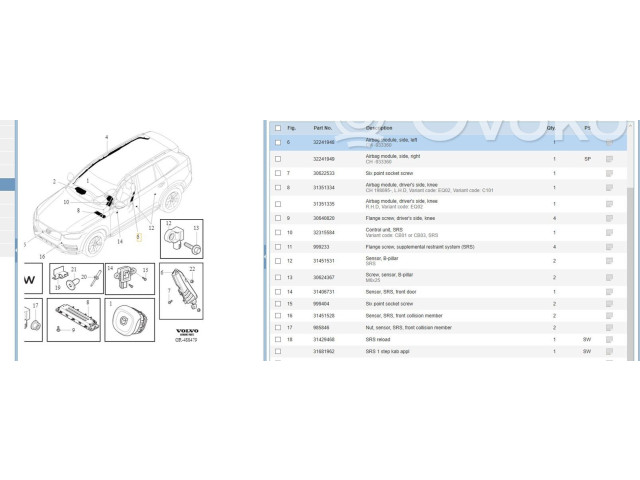 Подушка безопасности в сиденье 31436485, P31436485 Volvo XC90