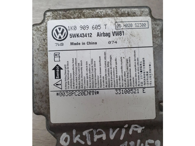 Блок подушек безопасности 1K0909605T, 5WK43412 Skoda Octavia Mk2 (1Z)
