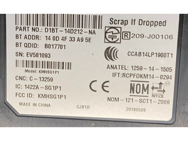 Блок управления D1BT14D212NA, 140D4F33A95E   Ford B-MAX