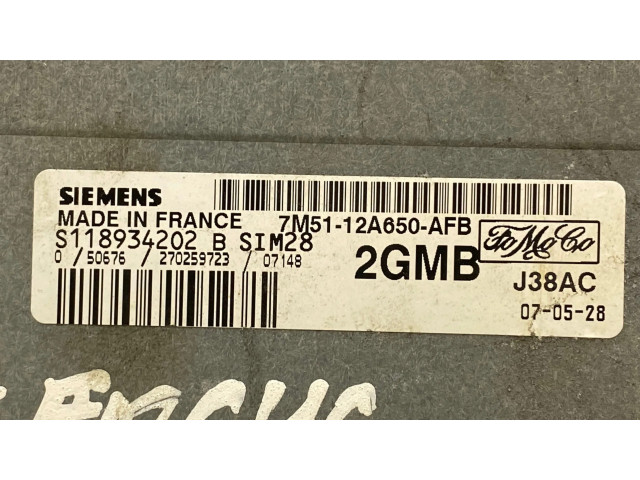 Řídící jednotka 7M5112A650AFB, S118934202B Ford Focus 2007