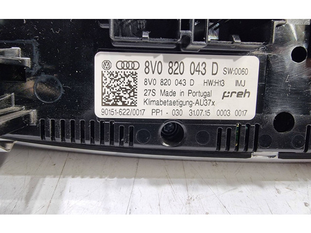 Блок управления климат-контролем 8V0820043D, 901516220017   Audi A3 S3 8V
