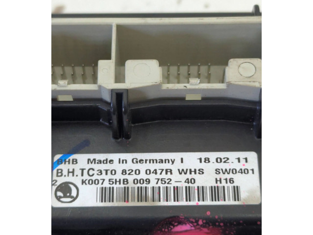 Блок управления климат-контролем 3T0820047R, K0075HB00975240 Skoda Yeti (5L)