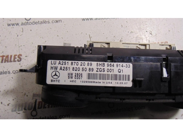 Блок управления климат-контролем A2518702089   Mercedes-Benz R W251
