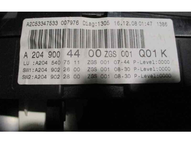 Přístrojová deska Mercedes-Benz GLK (X204) 2009 A2049004400, A2C53305419