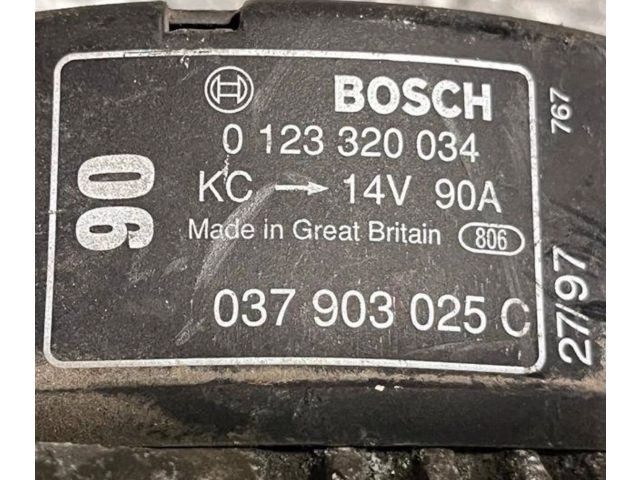 Генератор 0123320034, 037903025C   Audi A3 S3 8L      