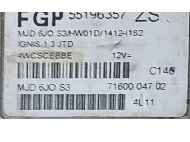 Блок управления двигателем Блок управления 55196357, 7160004702 Suzuki Ignis