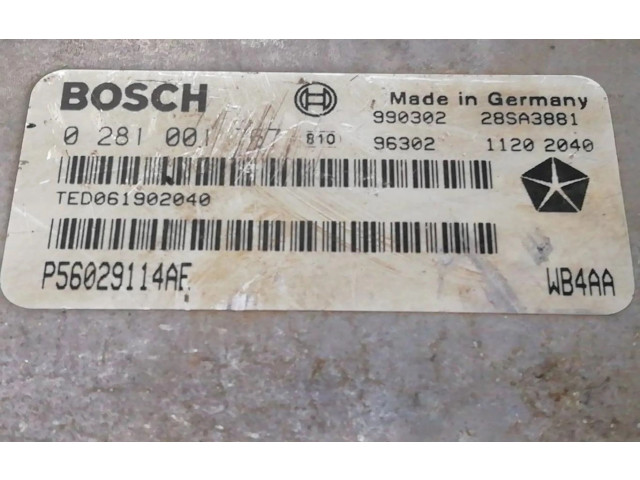 Блок управления двигателем Блок управления 0281001767 Jeep Grand Cherokee (WJ)