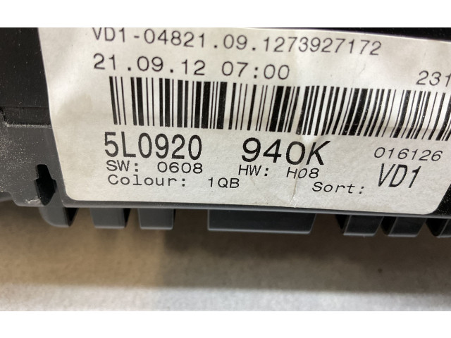 Панель приборов 5L0920940K   Skoda Yeti (5L)       