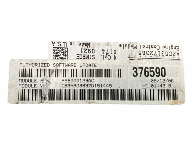 Řídící jednotka P68000129AC, 376590 Dodge Caliber 2007