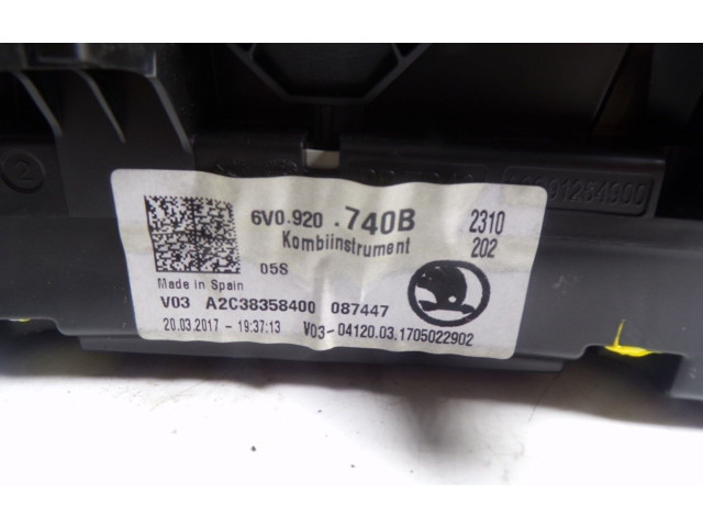 Спидометр (приборный щиток) 6V0920740B, 6V0920740B   Skoda Fabia Mk3 (NJ)   