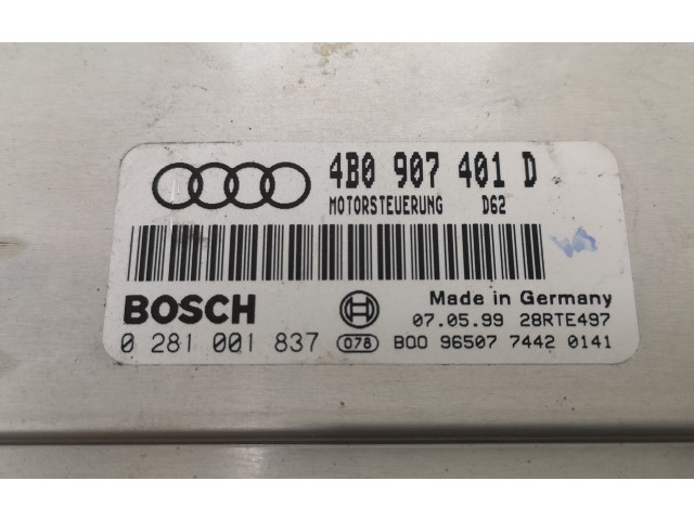 Блок управления двигателя 4B0907401D, 0281001837   Audi A6 S6 C5 4B