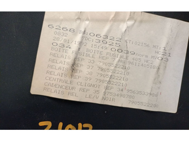 Pojistková skříňka Řídící jednotka BSM 9611405180, 9563533980 Peugeot 405 1992