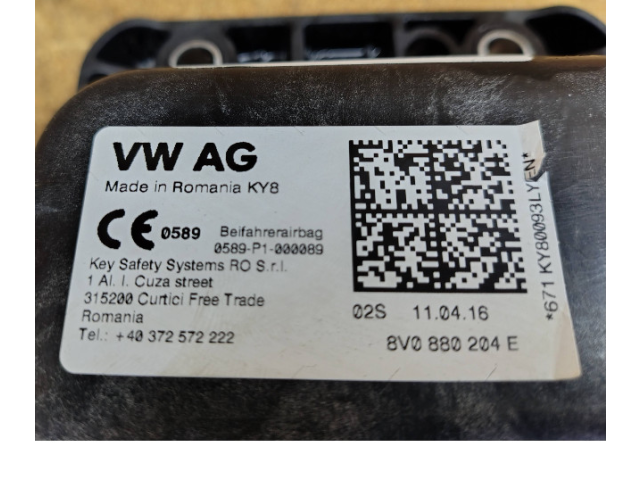 Подушка безопасности пассажира 8v0880204e Audi A3 S3 8V