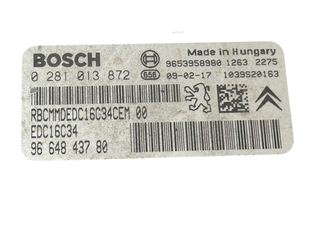 Блок управления двигателя 9664843780, 9653958980   Citroen Berlingo