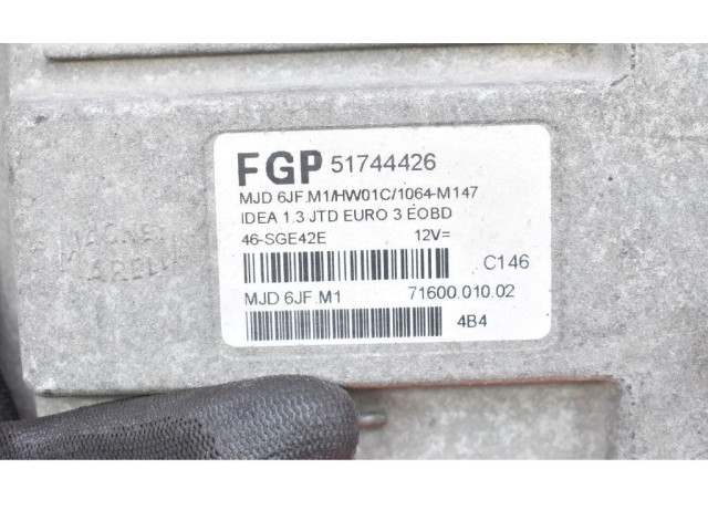 Блок управления двигателем Блок управления 51744426, 51744426 Fiat Idea