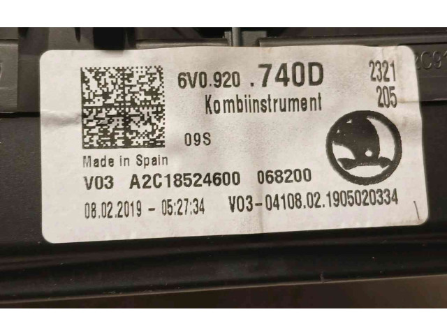 Панель приборов 6V0920740D Skoda Fabia Mk3 (NJ)