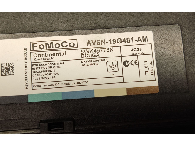Блок комфорта AV6N19G481AM, 5WK49778N   Ford Escape III   
