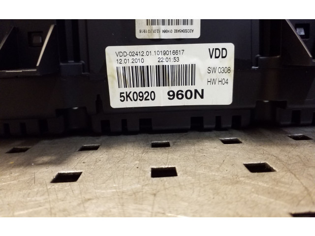 Přístrojová deska Volkswagen Golf VI 2010 5K0920960N, A2C53345492