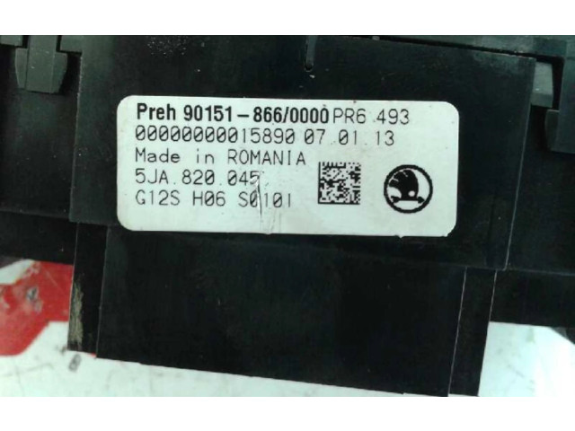 Блок управления климат-контролем 5JA820045 Skoda Rapid (NH)