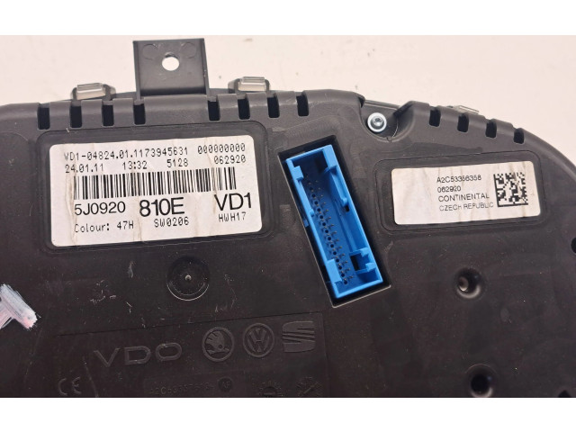 Панель приборов 5J0920810E, 000000000 Skoda Fabia Mk2 (5J)