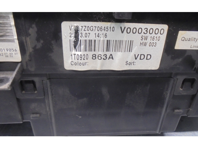 Панель приборов 1T0920863A, 110080343004 Volkswagen Caddy