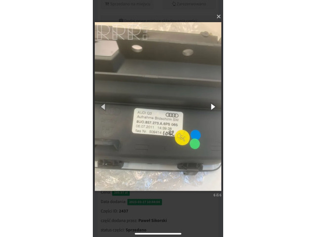 Дисплей 8U0857273A Audi Q3 8U