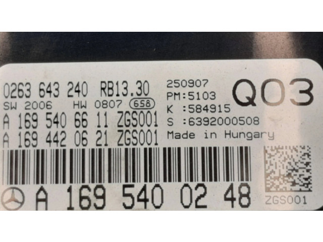 Панель приборов A1695400248, 0263643240   Mercedes-Benz A W169       