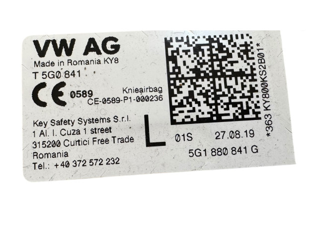 Подушка безопасности для колен 5G1880841G, T5G0841 Volkswagen e-Golf