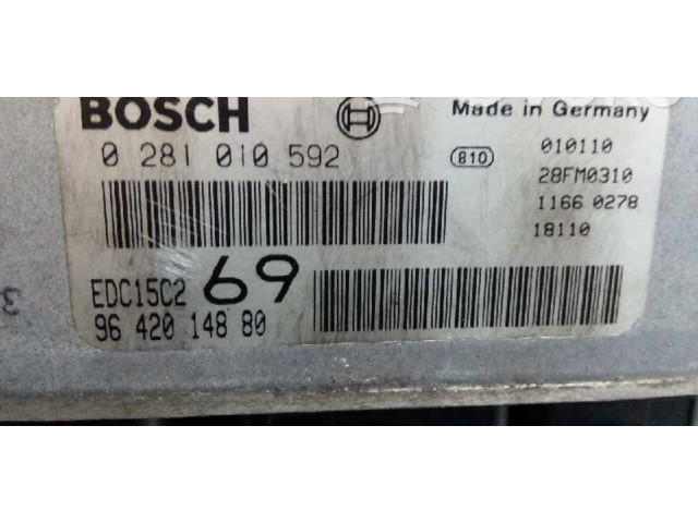 Блок управления двигателя 9642014880, 0281010592 Peugeot 306