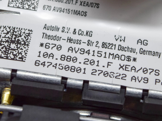 Подушка безопасности водителя 10A880201F Volkswagen ID.3