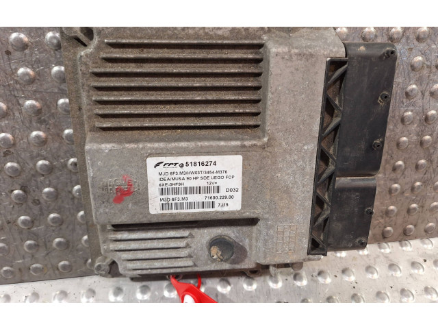 Блок управления двигателя S25053425, 51816274 Fiat Idea