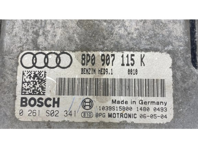 Блок управления двигателя 8P0907115K, 0261S02341   Audi A3 S3 A3 Sportback 8P
