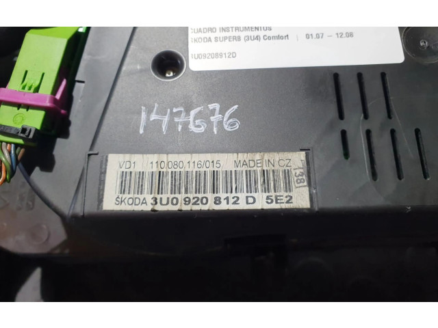 Панель приборов 3U0920812D Skoda Superb B5 (3U)