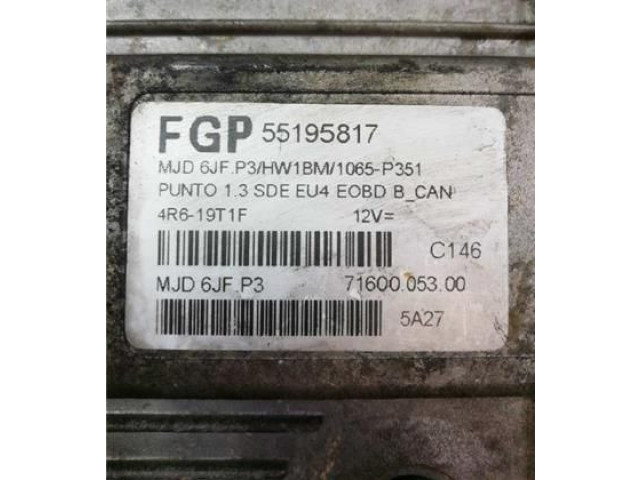 Блок управления двигателем Блок управления 55195817 Fiat Grande Punto