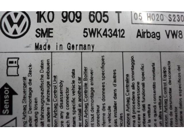 Блок подушек безопасности 1K0909605T, 5WK43412 Skoda Octavia Mk2 (1Z)