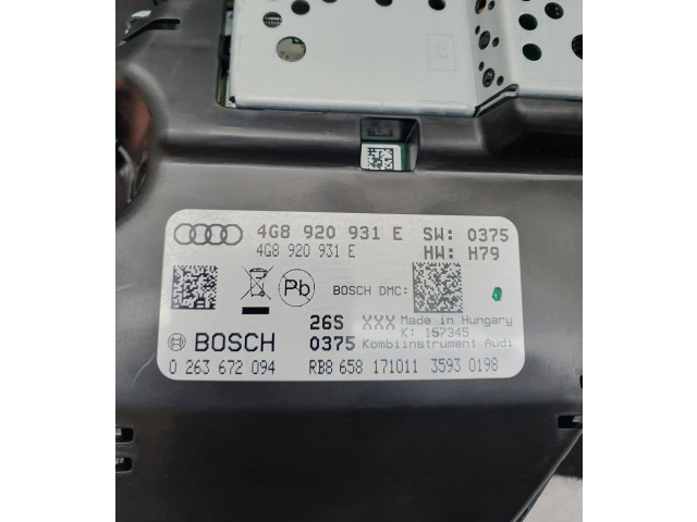Přístrojová deska  Audi A6 S6 C7 4G 2012 4G8920931E, 0263672094  
