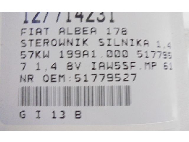 Блок управления двигателем Блок управления 51779527, 51779527 Fiat Albea