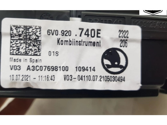 Панель приборов 6V0920740E, 6V0920740E Skoda Fabia Mk4 (6VA)