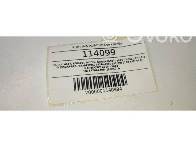 Боковая подушка безопасности 34206730B   Alfa Romeo Giulia