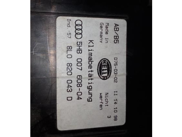 Блок управления климат-контролем 5HB007608-04, 8L0820043D   Audi A3 S3 8L