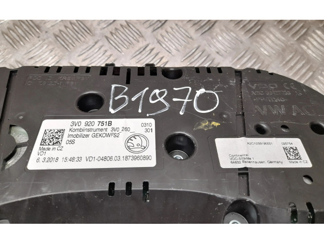 Панель приборов 3V0920751B, B1970 Skoda Octavia Mk4