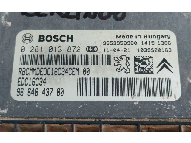 Řídící jednotka 9664843780, 0281013872   Citroen Berlingo 2011