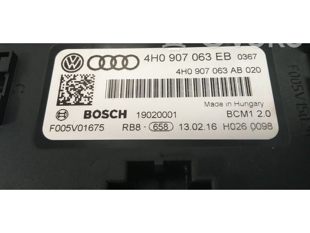 Pojistková skříňka Řídící jednotka BSM 4H0907063EB, 4H0907063EK   Audi A8 S8 D4 4H 2016