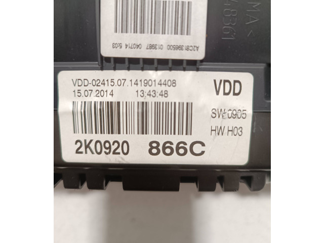 Přístrojová deska  Volkswagen Caddy 2012 2K0920866C, 1419014408  