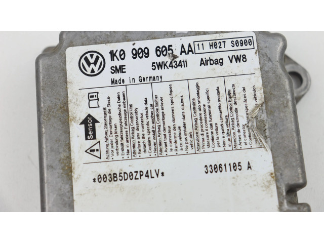 Блок подушек безопасности 1K0909605AA, 5WK43411 Skoda Octavia Mk2 (1Z)