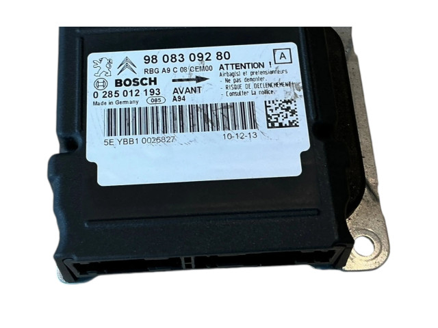 Блок подушек безопасности 9808309280, 0285012193 Peugeot 2008 I