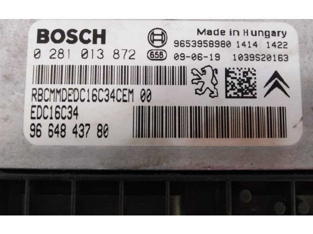 Блок управления двигателя 9664843780, 0281013872   Peugeot Partner