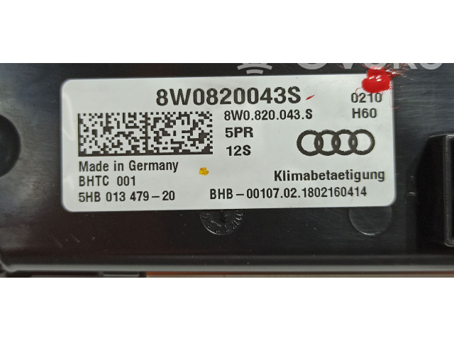 Блок управления климат-контролем 8W0820043S, 8W0820043S5PR Audi A4 Allroad